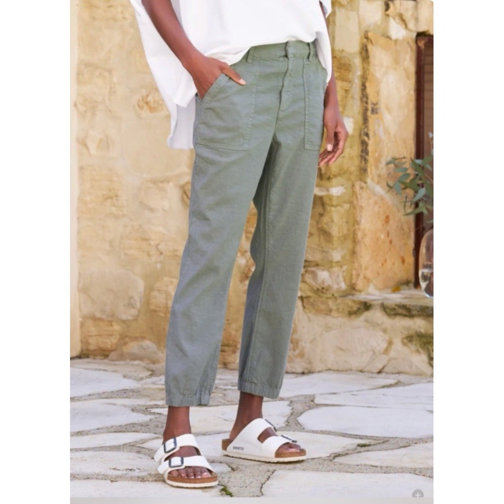 Frank & Eileen Size 8 Jameson Italian Performance Linen Jogger Pants Rosemary